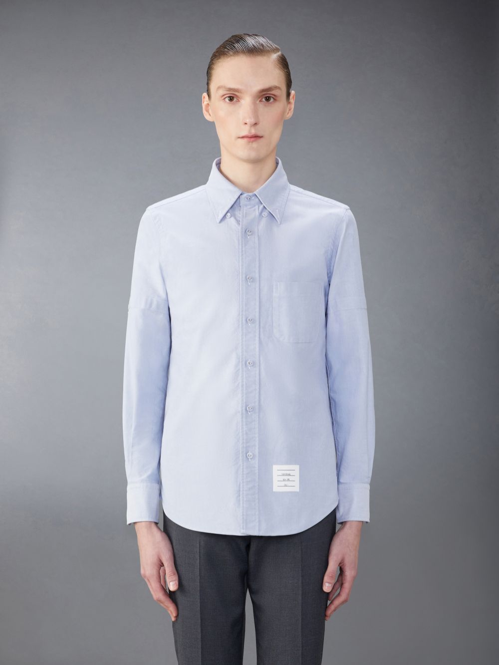 Men Thom Browne Oxford Armband Shirts Blue | NYX07T17394