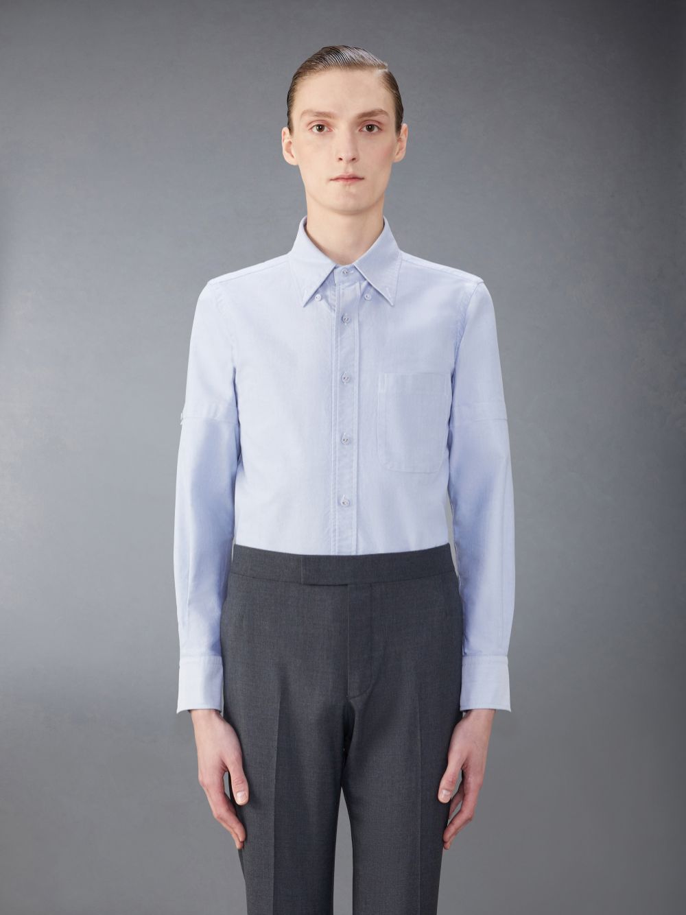Men Thom Browne Oxford Armband Shirts Blue | NYX07T17394