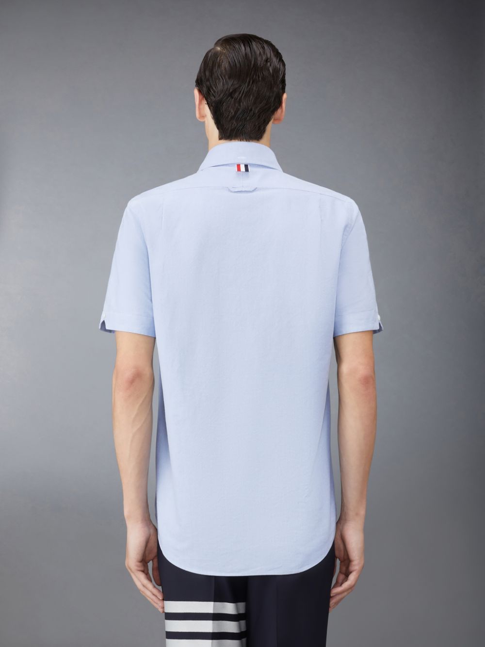 Men Thom Browne Oxford Short Sleeve Shirts Blue | CUO00J78515