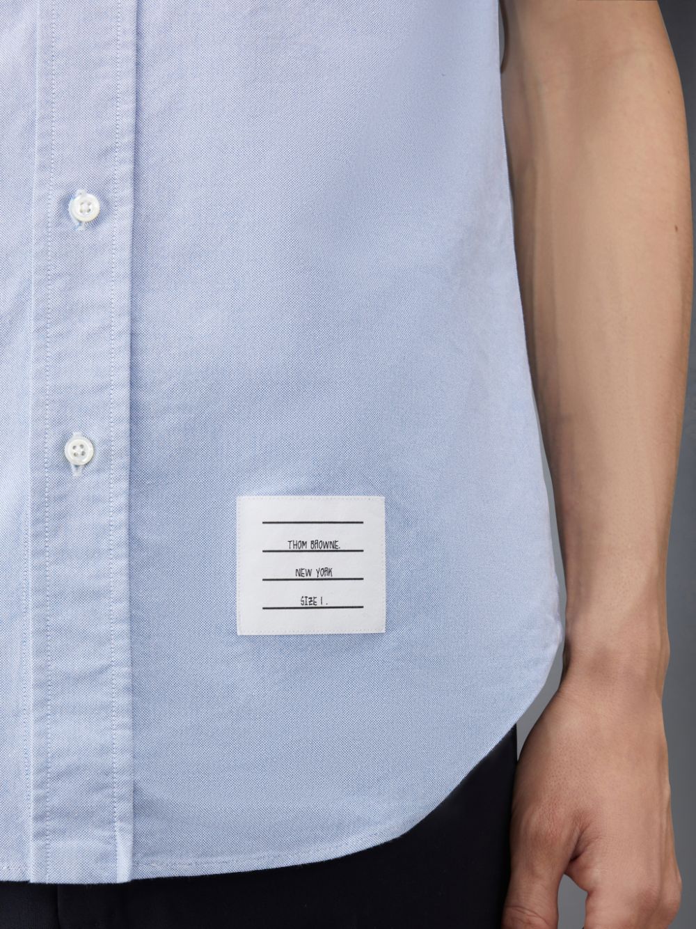 Men Thom Browne Oxford Short Sleeve Shirts Blue | CUO00J78515
