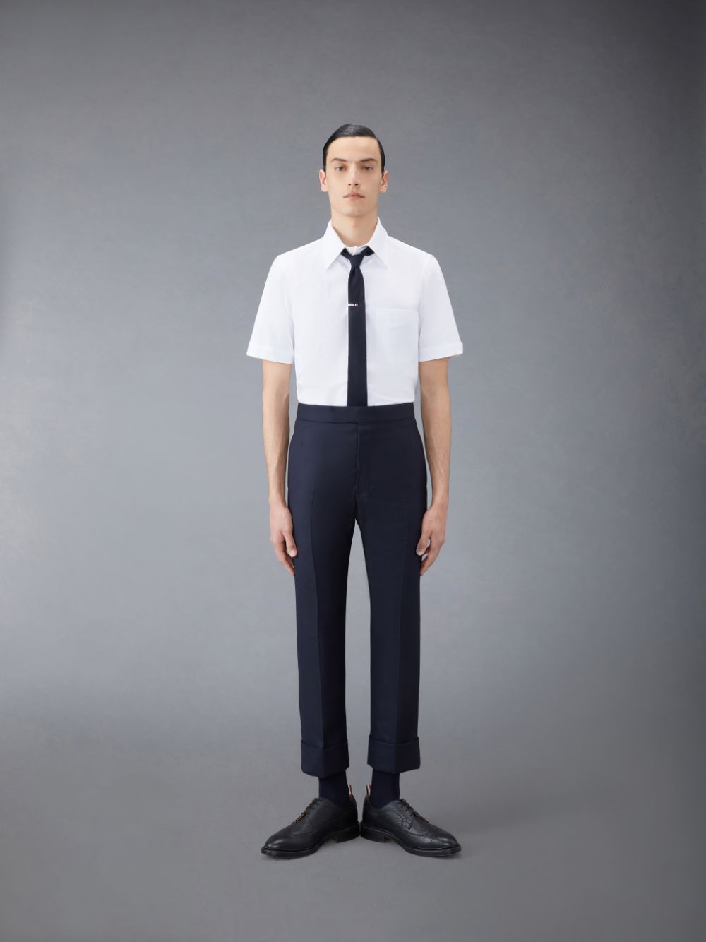 Men Thom Browne Oxford Short Sleeve Shirts White | RFF22E63423
