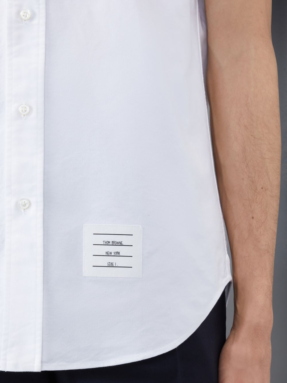 Men Thom Browne Oxford Short Sleeve Shirts White | RFF22E63423