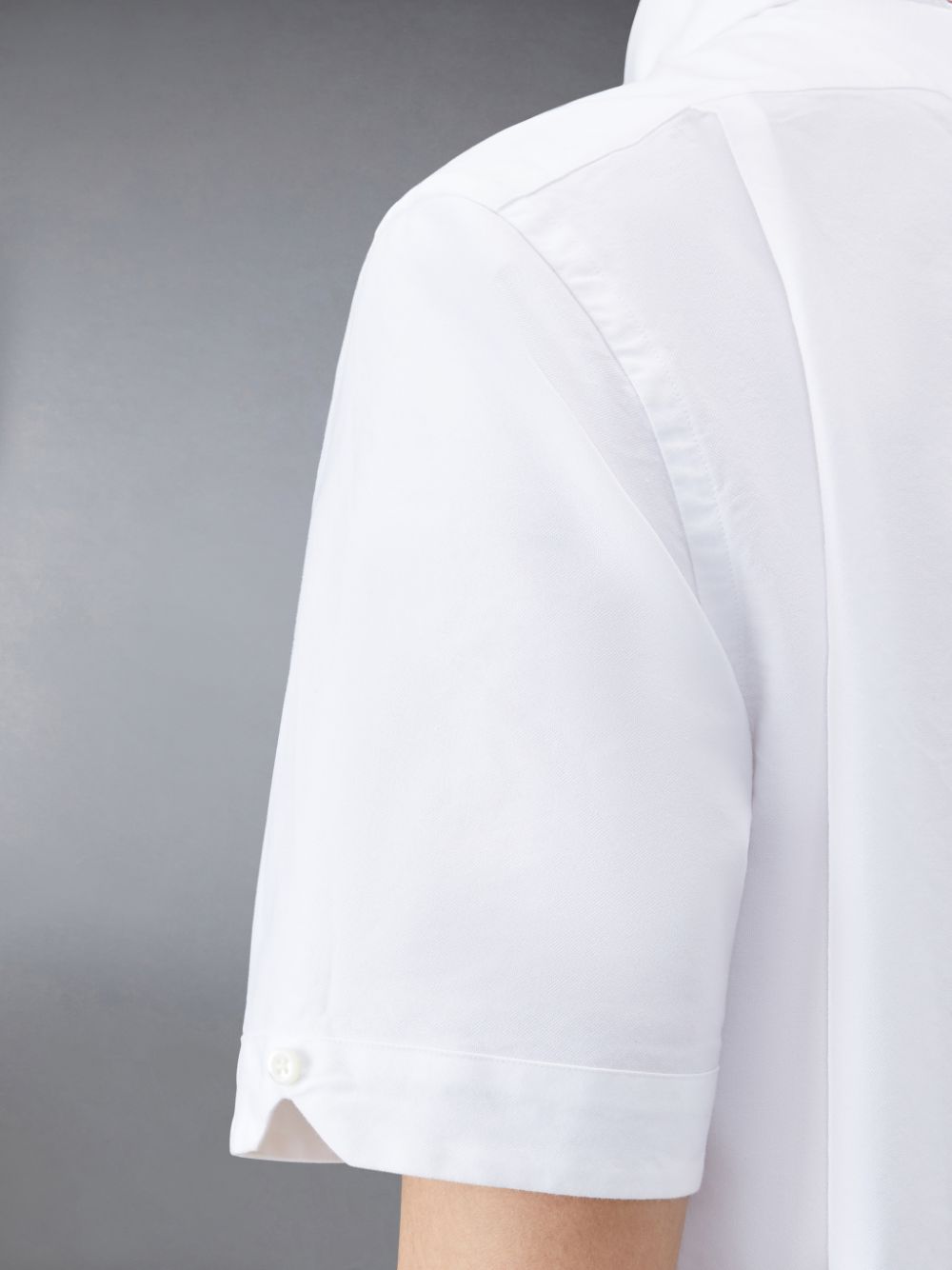 Men Thom Browne Oxford Short Sleeve Shirts White | RFF22E63423