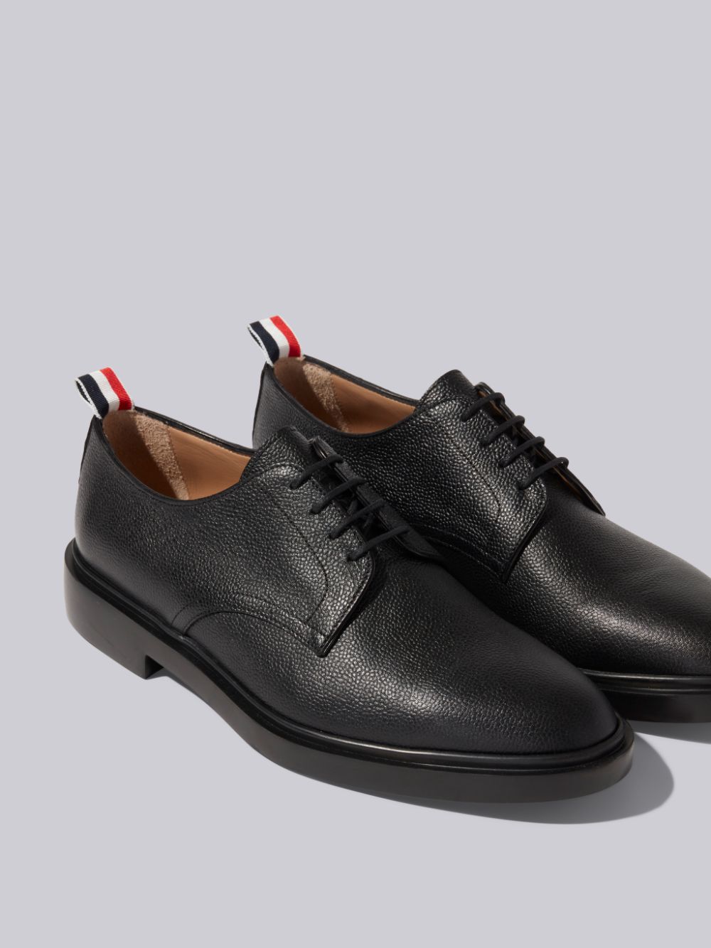 Men Thom Browne Pebble Grain Leather Lightweight Rubber Sole Derby Oxford Shoes Black | WUM16V40026