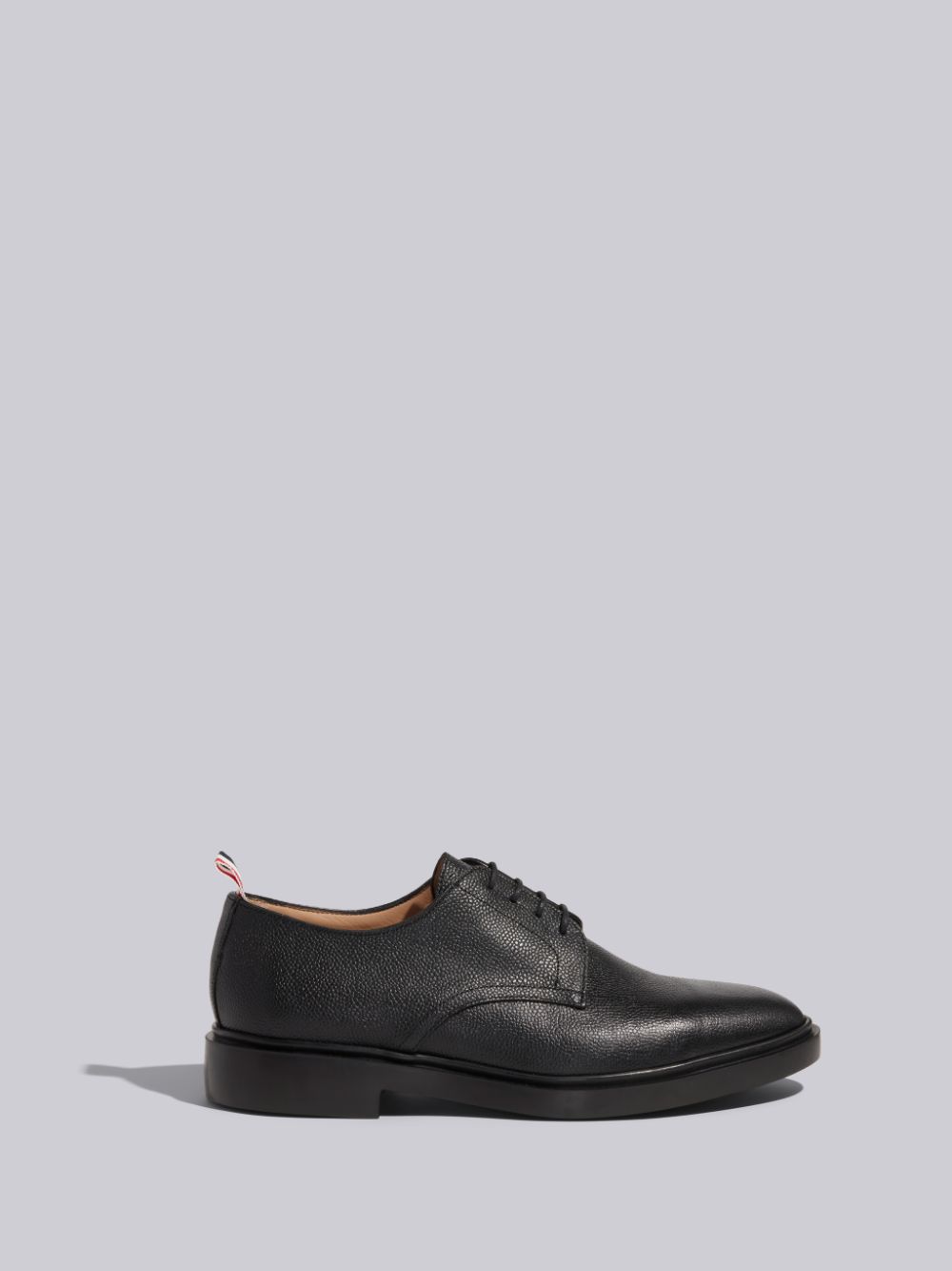 Men Thom Browne Pebble Grain Leather Lightweight Rubber Sole Derby Oxford Shoes Black | WUM16V40026