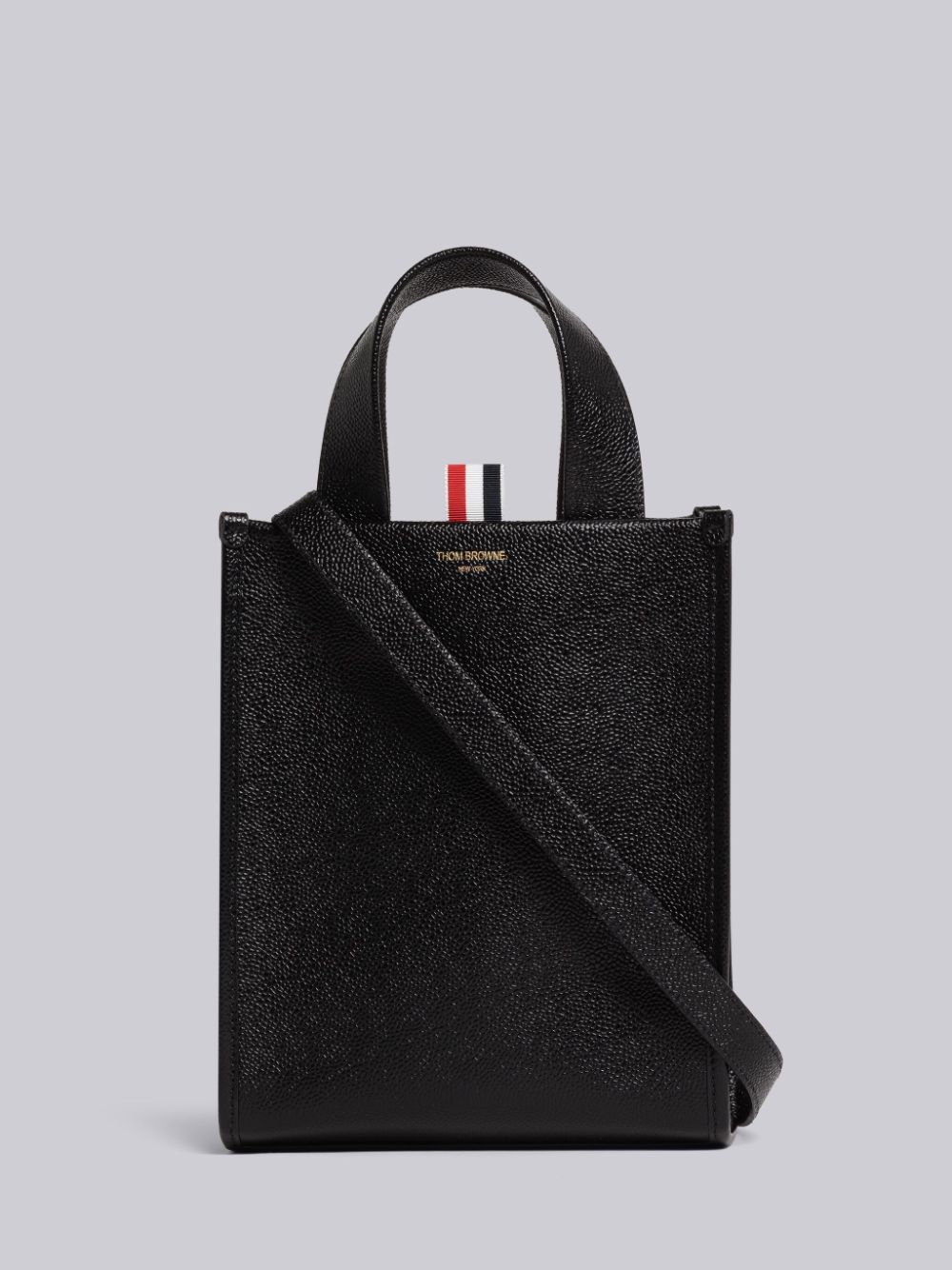 Men Thom Browne Pebble Grain Leather Small Square Tote Bags Black | GIO40Q17435