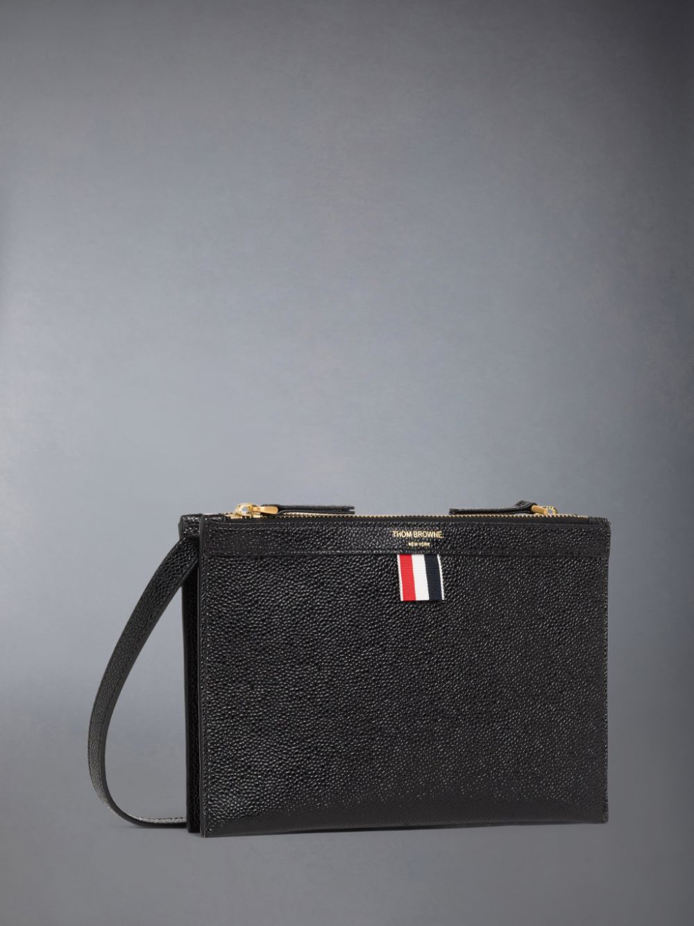 Men Thom Browne Pebble Grain Leather Small Document Holder Crossbody Bags Black | HLW88P22116