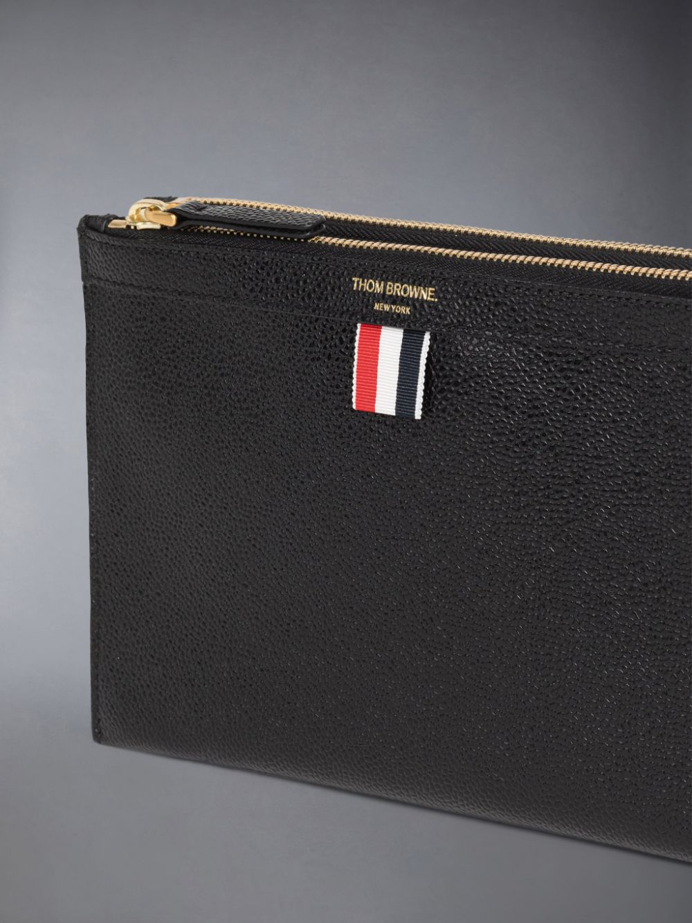 Men Thom Browne Pebble Grain Leather Small Document Holder Crossbody Bags Black | HLW88P22116