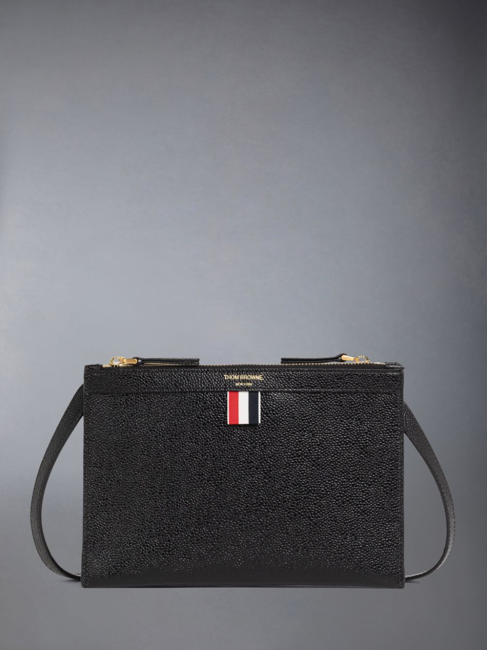 Men Thom Browne Pebble Grain Leather Small Document Holder Crossbody Bags Black | HLW88P22116