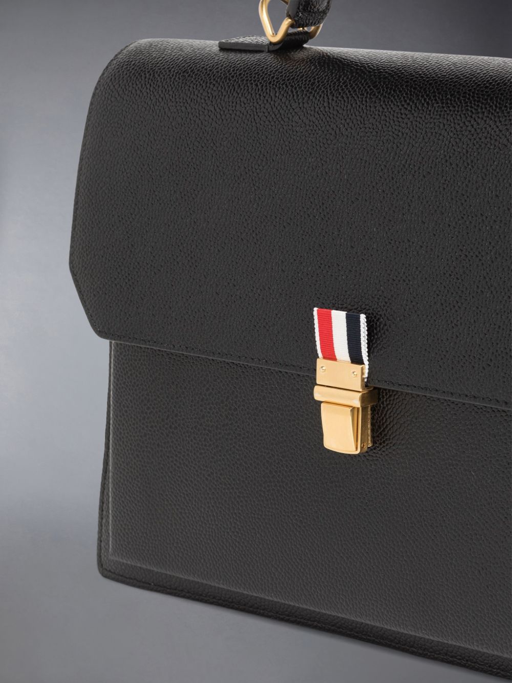 Men Thom Browne Pebble Grain Leather Top Handle School Tote Bags Black | WXC73Y19744