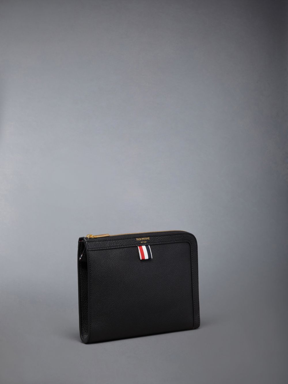 Men Thom Browne Pebble Grain Mini Gusset Folio Clutch Bags Black | GRE55O23381