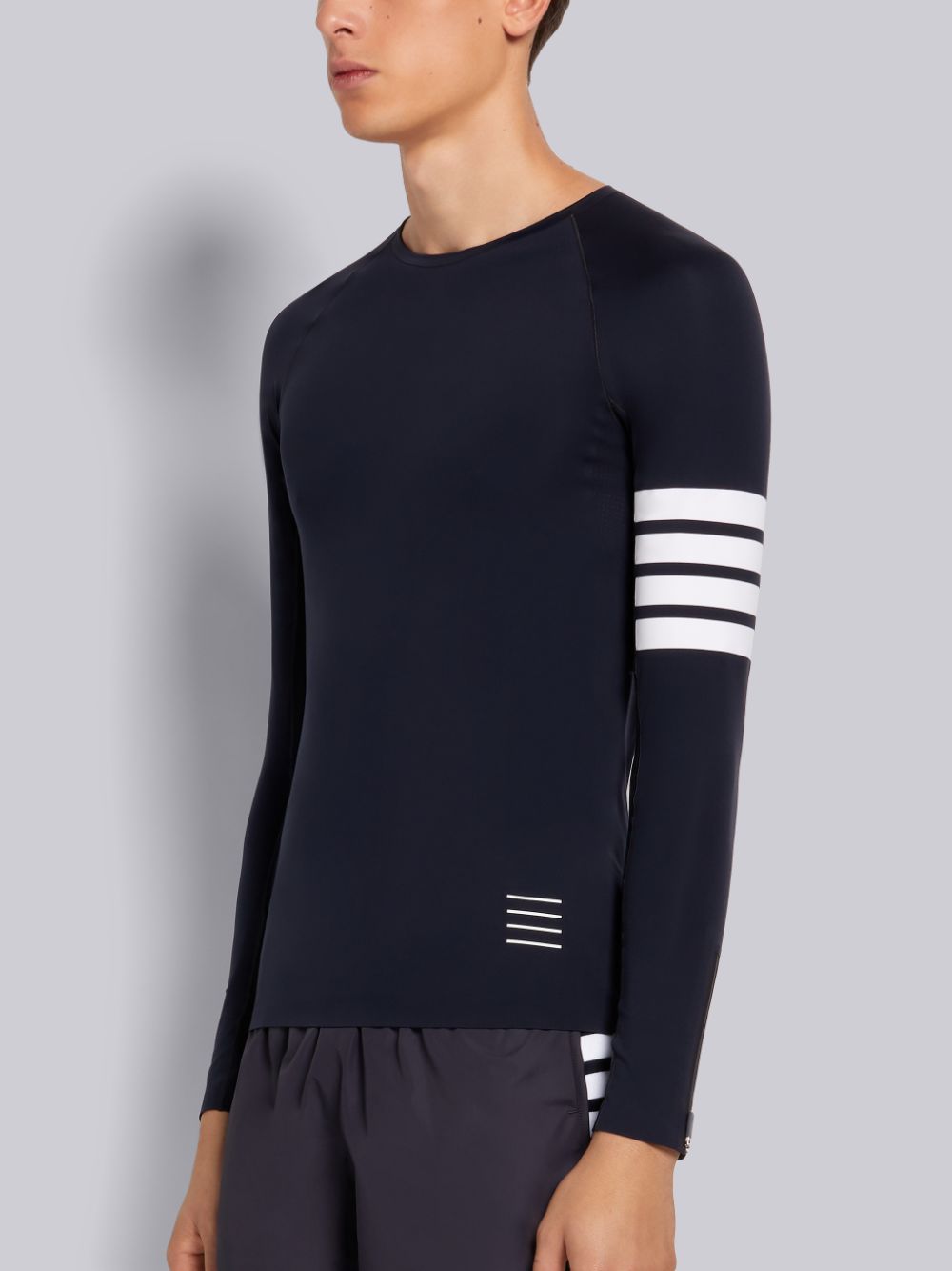 Men Thom Browne Piece-dyed Interlock 4-Bar Compression T Shirts Navy | VNB44B21257