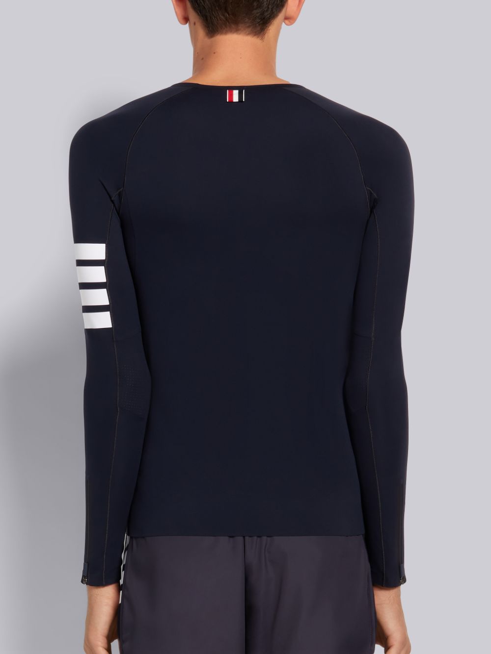 Men Thom Browne Piece-dyed Interlock 4-Bar Compression T Shirts Navy | VNB44B21257