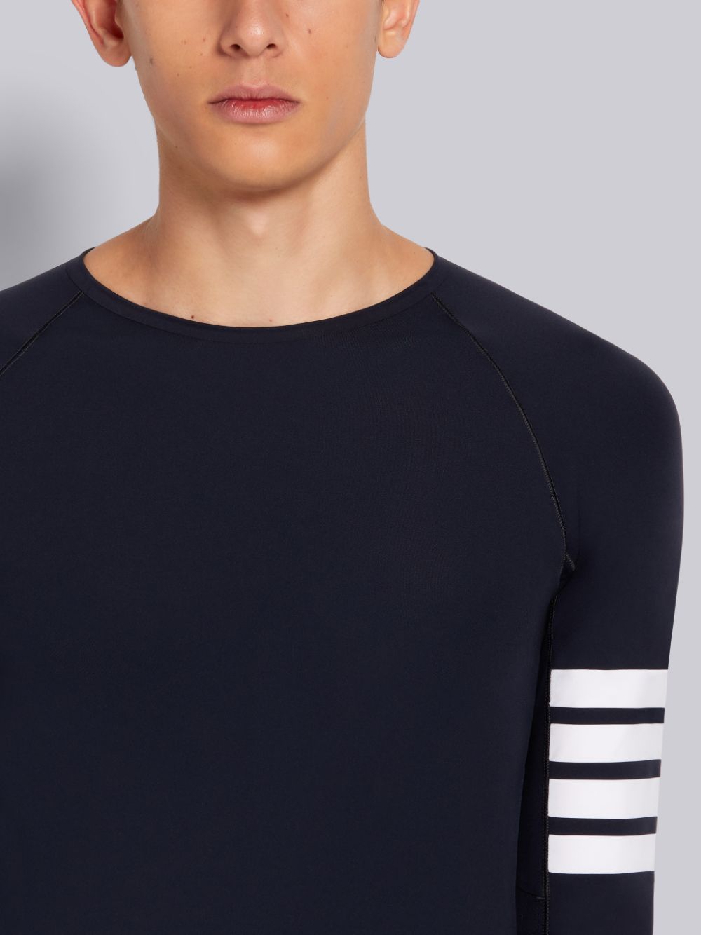 Men Thom Browne Piece-dyed Interlock 4-Bar Compression T Shirts Navy | VNB44B21257