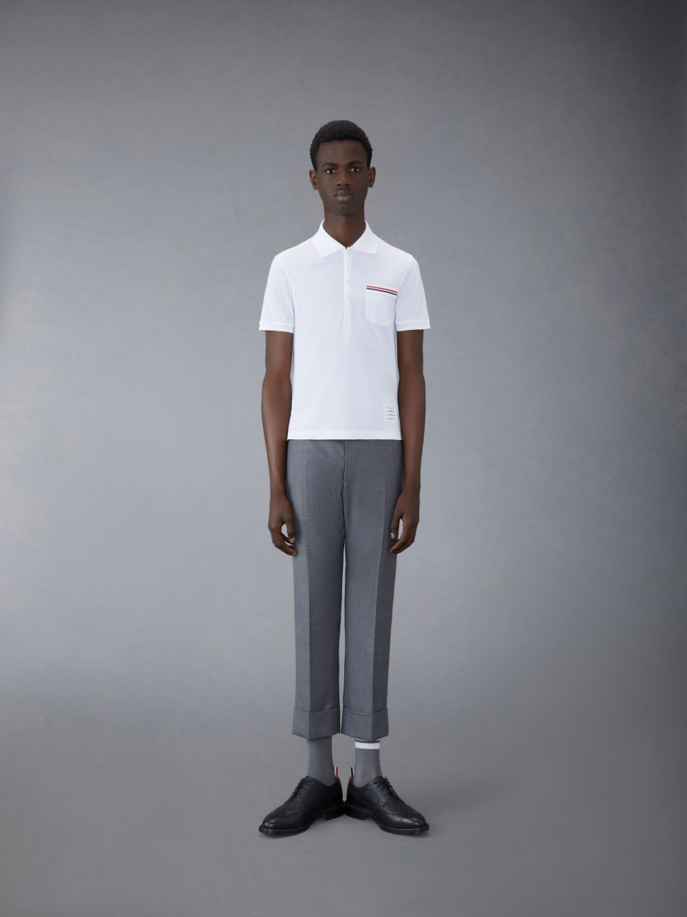 Men Thom Browne Pique Pocket Polo Shirt White | WZM09S83127