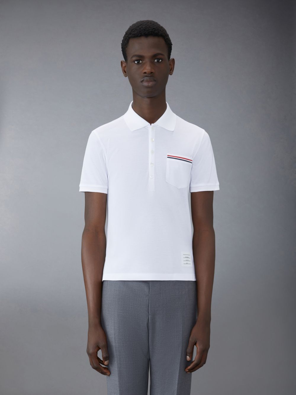 Men Thom Browne Pique Pocket Polo Shirt White | WZM09S83127