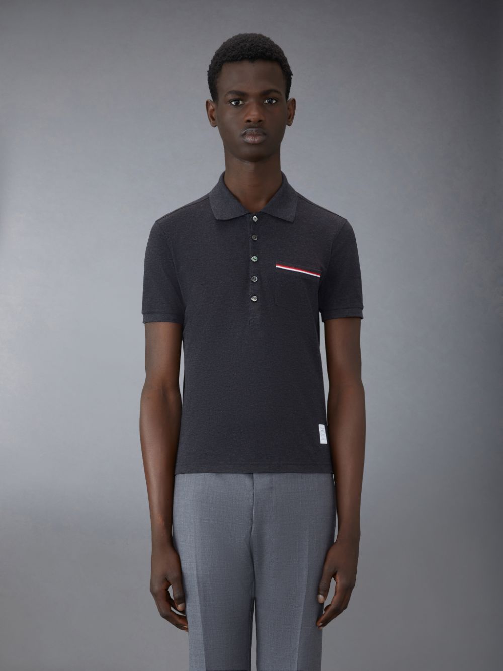 Men Thom Browne Pique Pocket Polo Shirt Grey | EVX36I32472