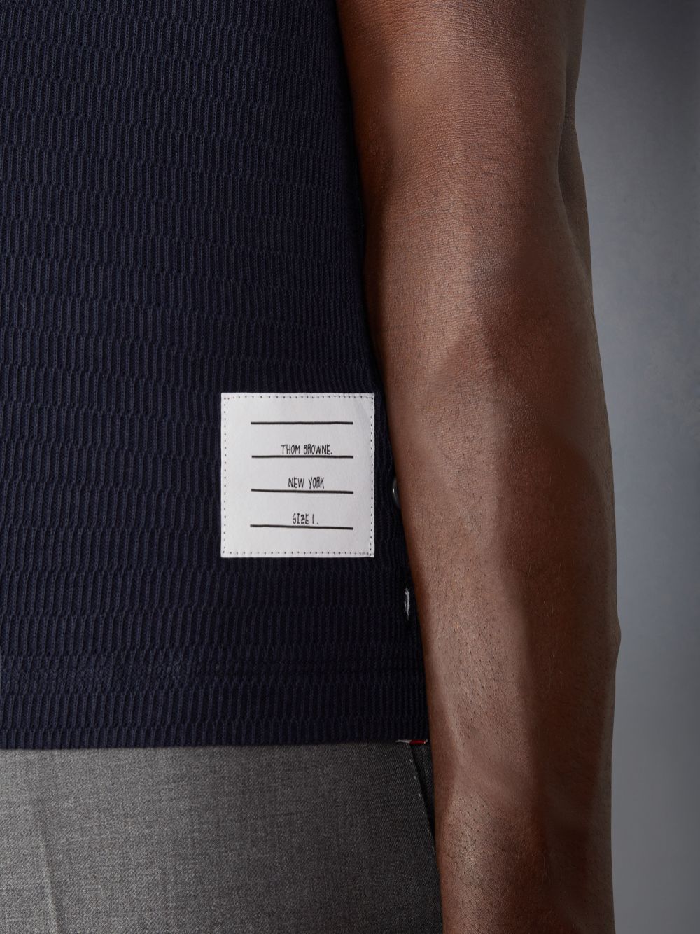 Men Thom Browne Pointelle Cotton T Shirts Blue | HYO53E78708