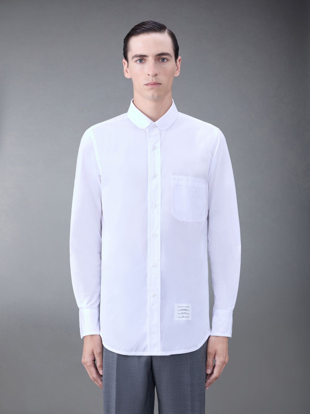 Men Thom Browne Poplin Tipping Shirts White | EUO69N63360