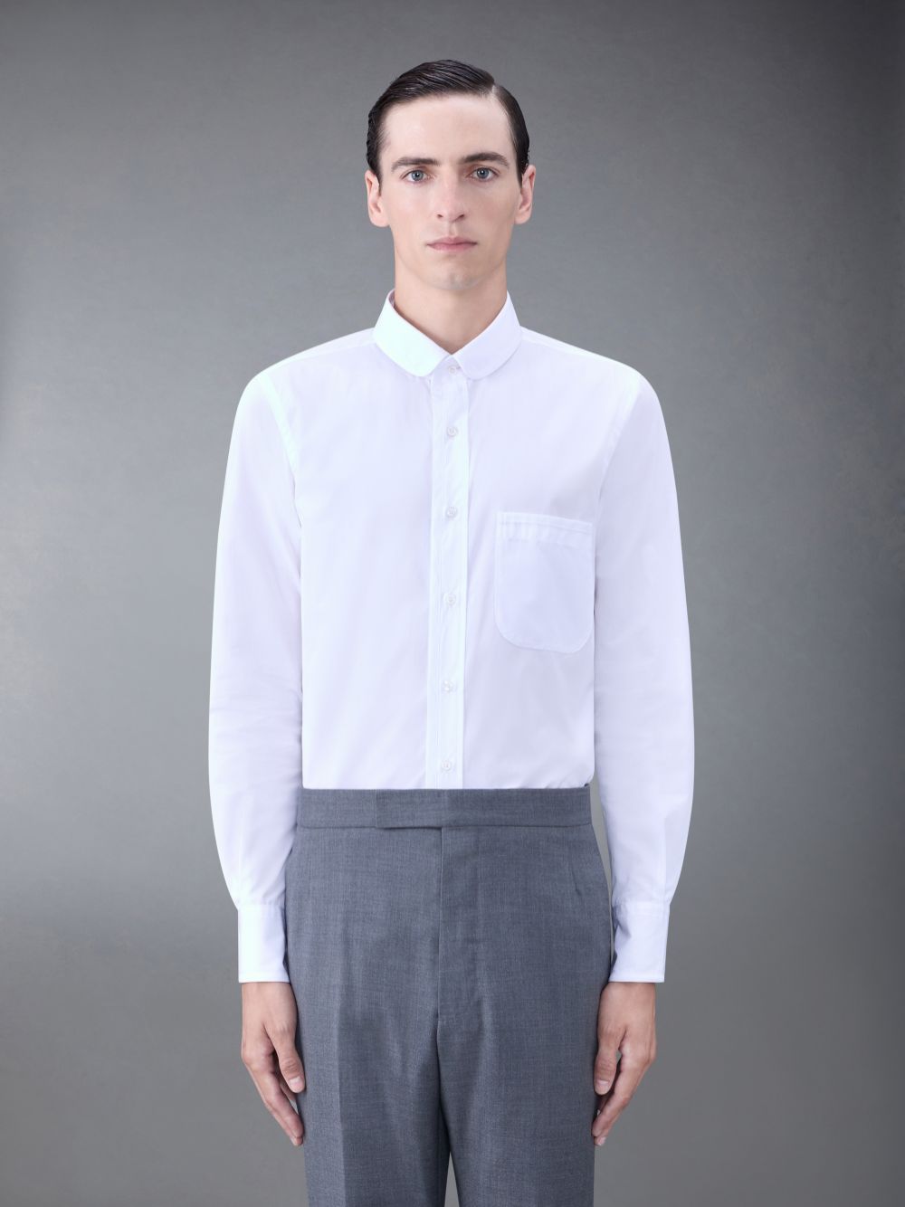 Men Thom Browne Poplin Tipping Shirts White | EUO69N63360