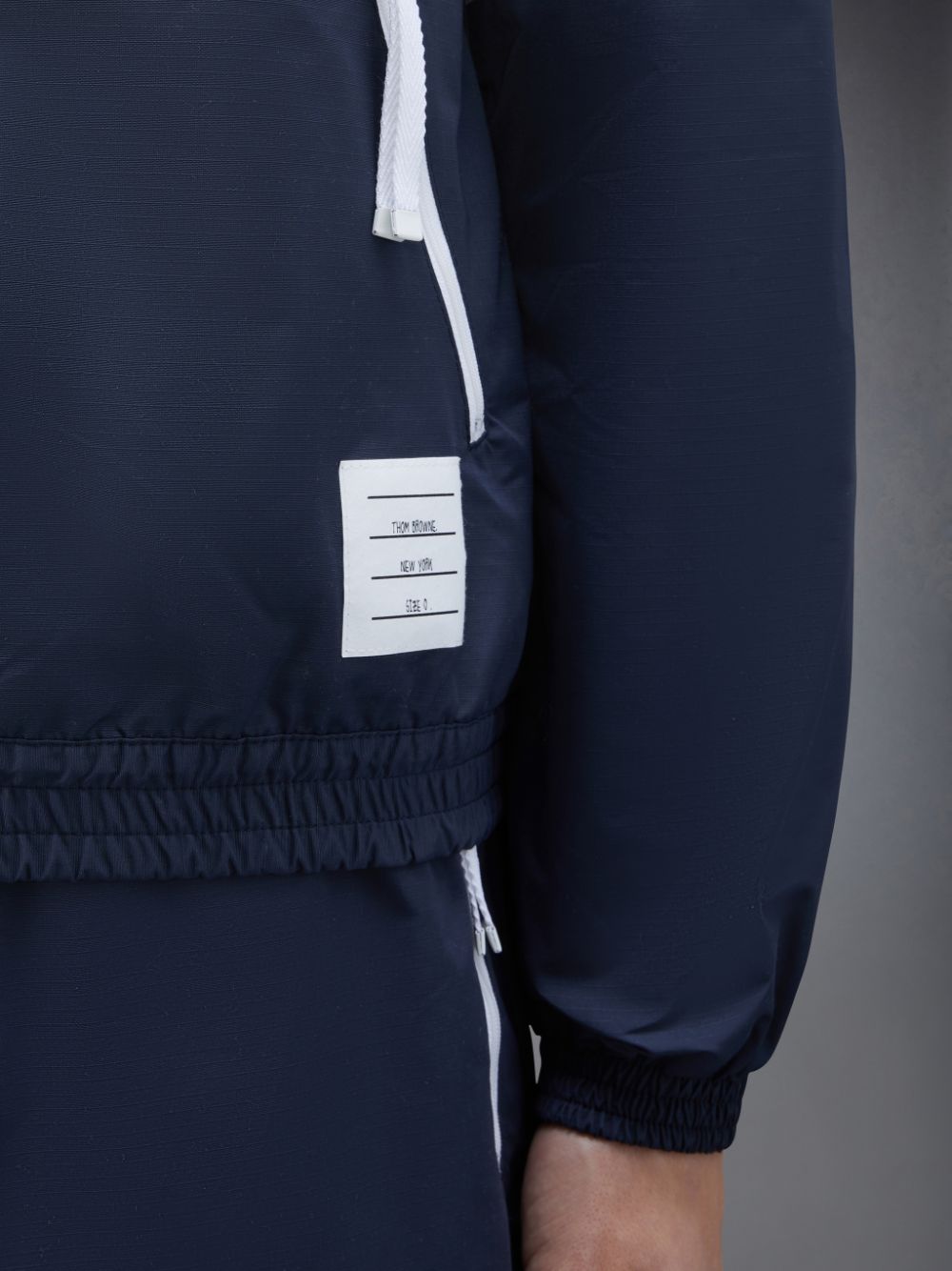 Men Thom Browne Ripstop Mesh 4-Bar Hooded Jackets Blue | NYZ24D80589