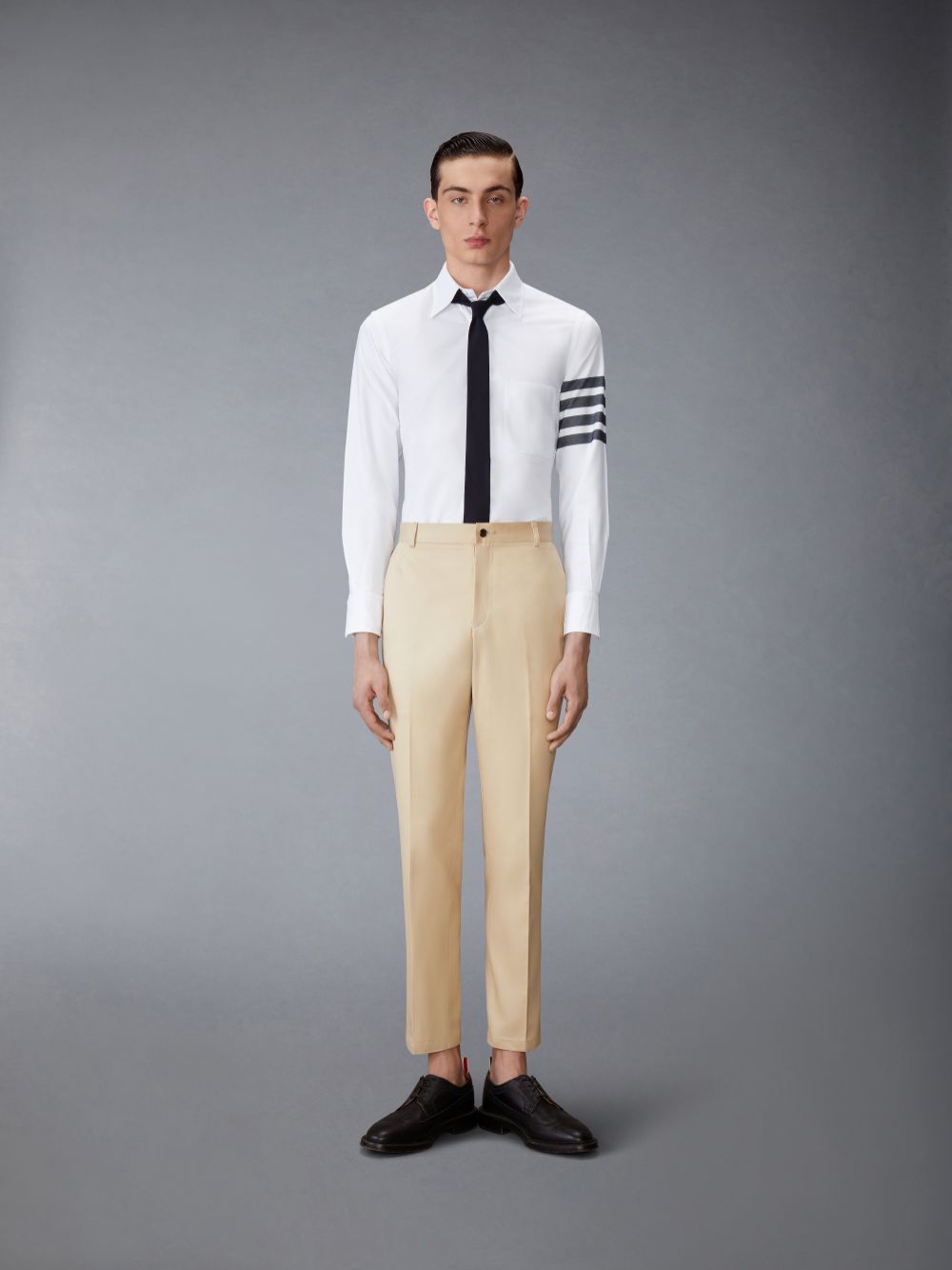 Men Thom Browne SOLID OXFORD 4-BAR POINT COLLAR Shirts White | JAR44L42274