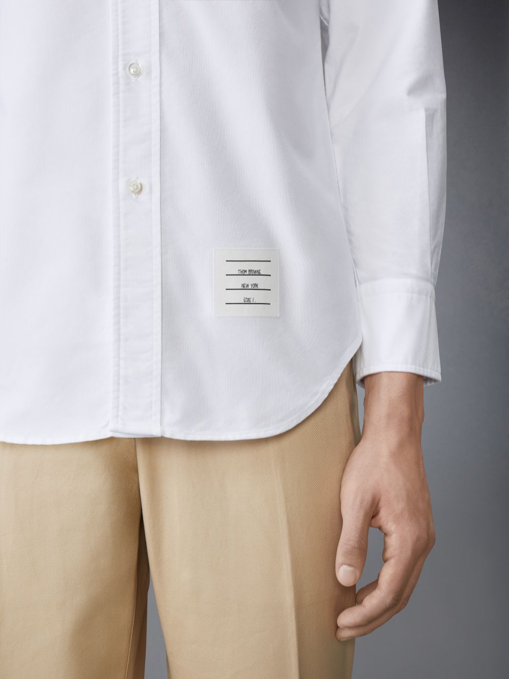 Men Thom Browne SOLID OXFORD 4-BAR POINT COLLAR Shirts White | JAR44L42274