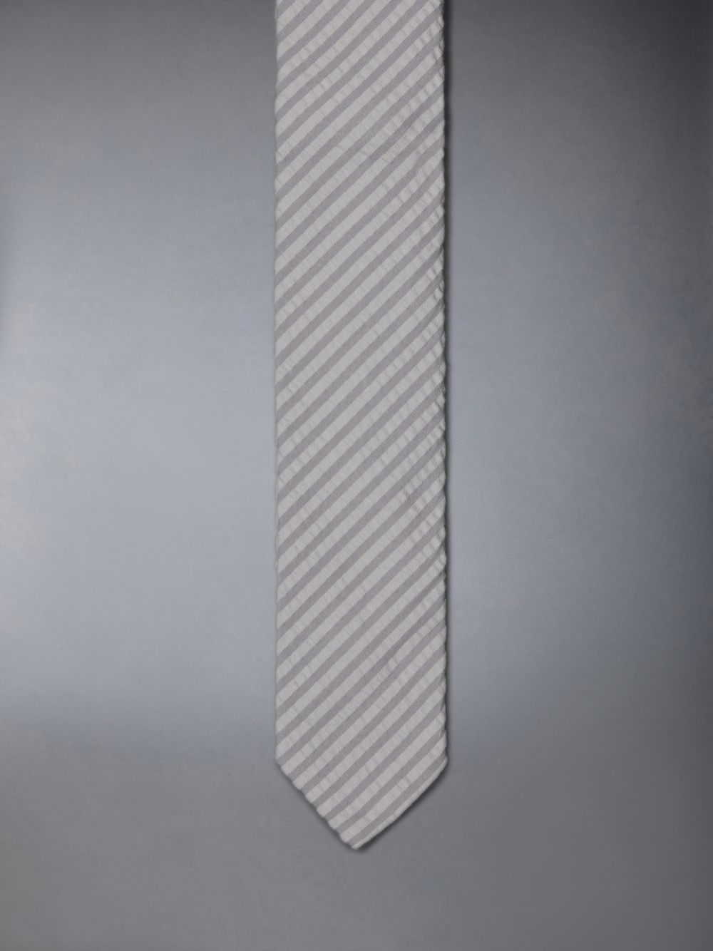 Men Thom Browne Seersucker Classic Ties Grey | FBJ81M44422