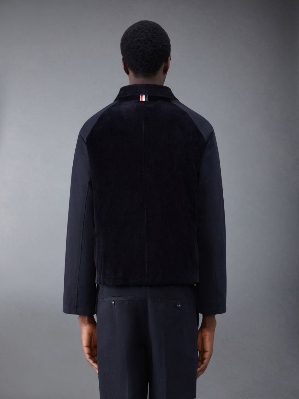 Men Thom Browne Selvedge Denim Cropped Relaxed Field Jackets Black | JRE59U86643
