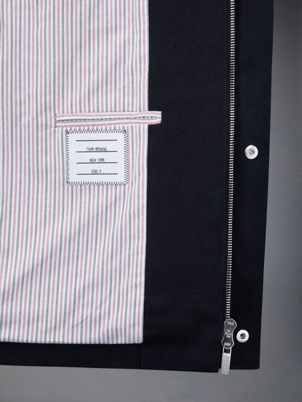 Men Thom Browne Selvedge Denim Cropped Relaxed Field Jackets Black | JRE59U86643