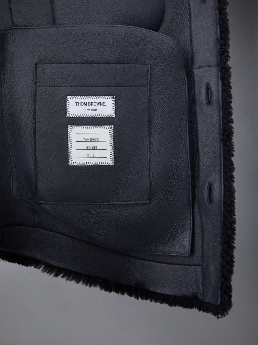 Men Thom Browne Shearling 4-Bar Oversized Shirt Jackets Blue | MQX10D33506