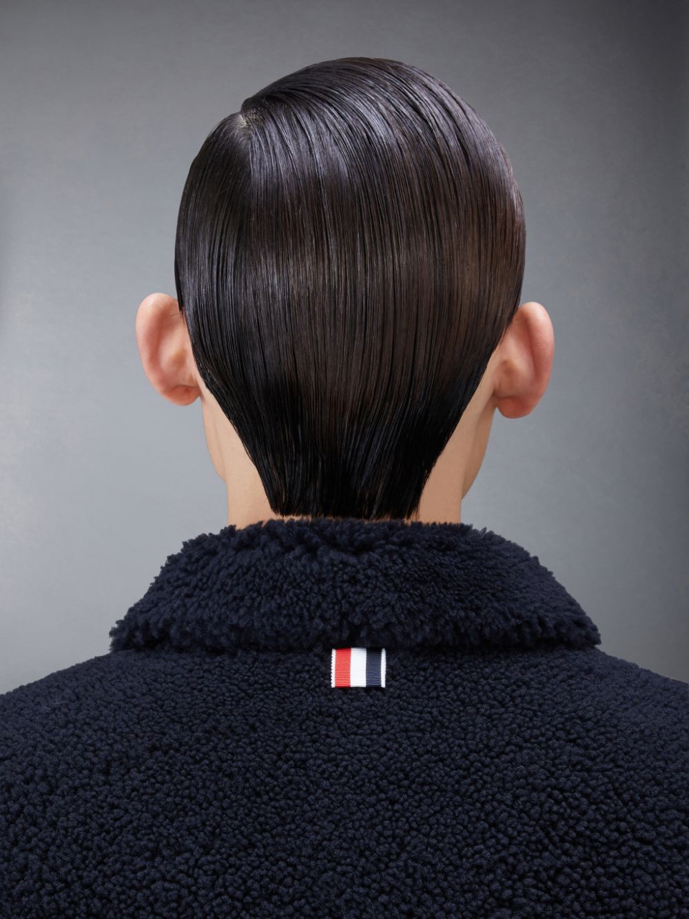 Men Thom Browne Shearling 4-Bar Sack Jackets Blue | CAT19W02626