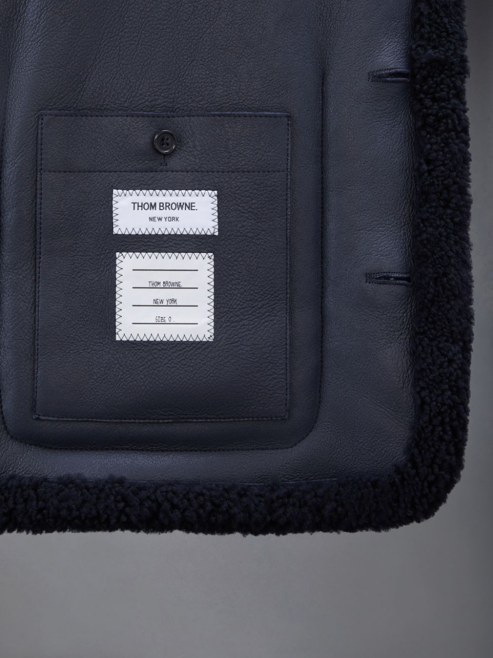 Men Thom Browne Shearling 4-Bar Sack Jackets Blue | CAT19W02626
