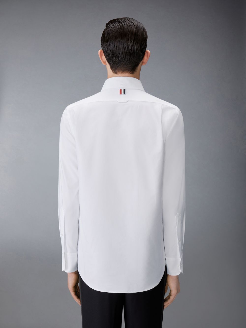 Men Thom Browne Solid Oxford Nevermore Embroidery Shirts White | VJX78D85163