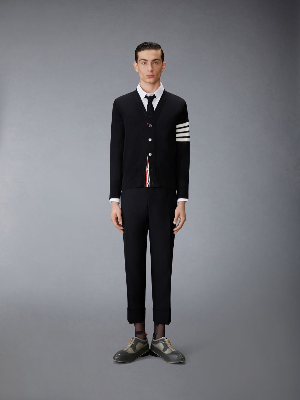 Men Thom Browne Solid Oxford Nevermore Embroidery Shirts White | VJX78D85163