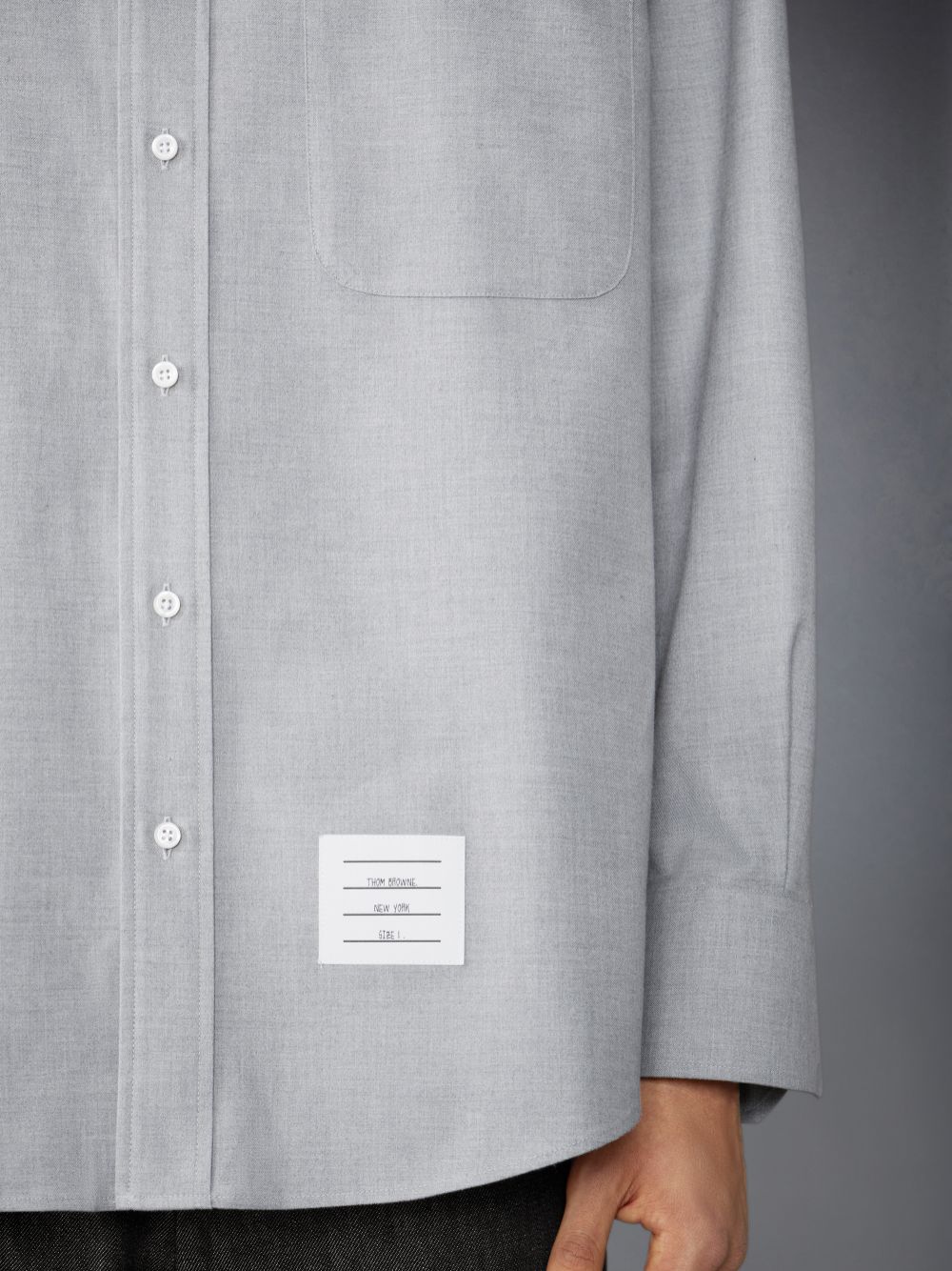 Men Thom Browne Stripe Cotton Flannel Oversized Shirts Grey | DMJ82B54048
