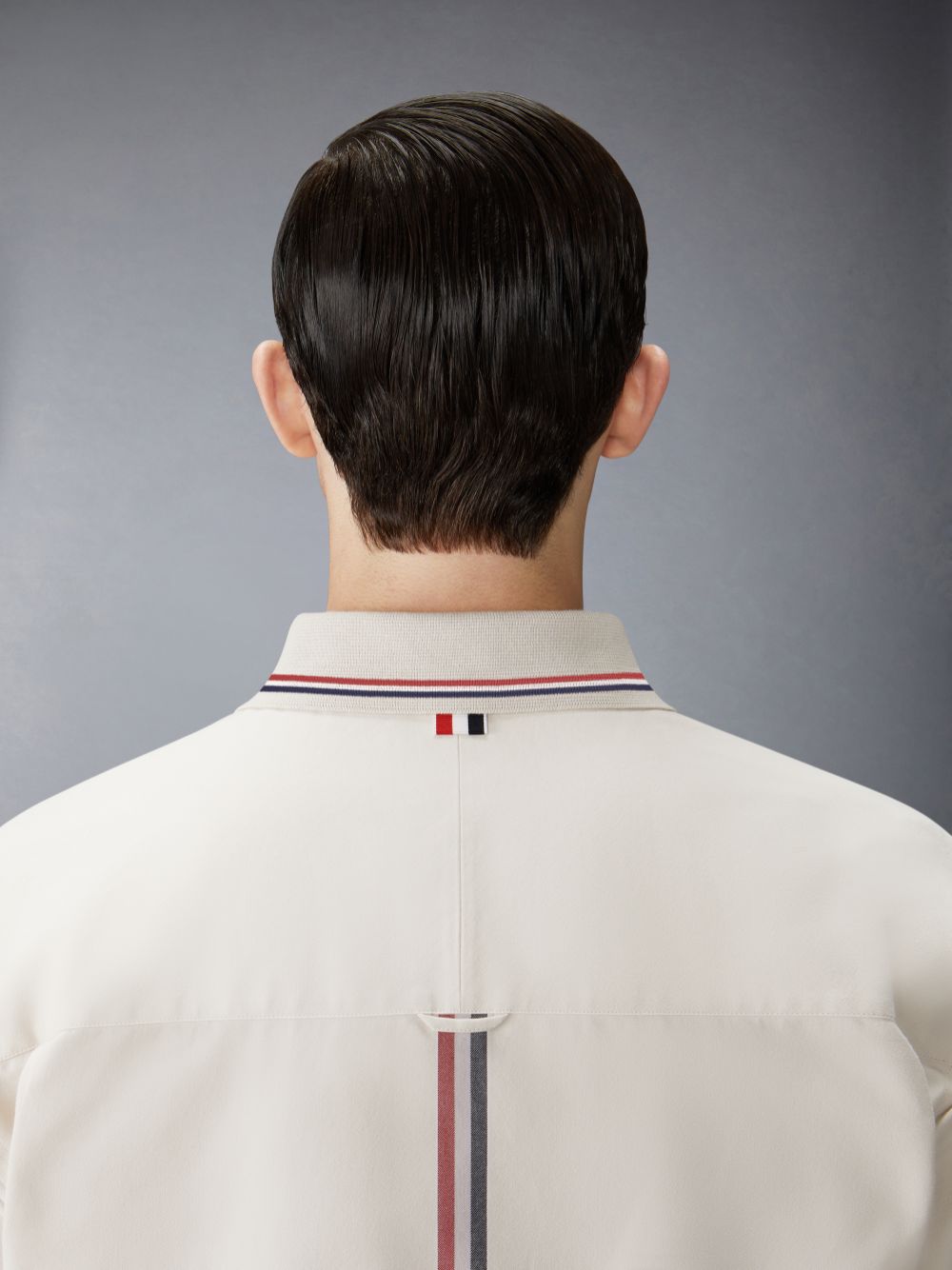 Men Thom Browne Stripe Cotton Flannel Oversized Shirts Beige | ZBM99D16030