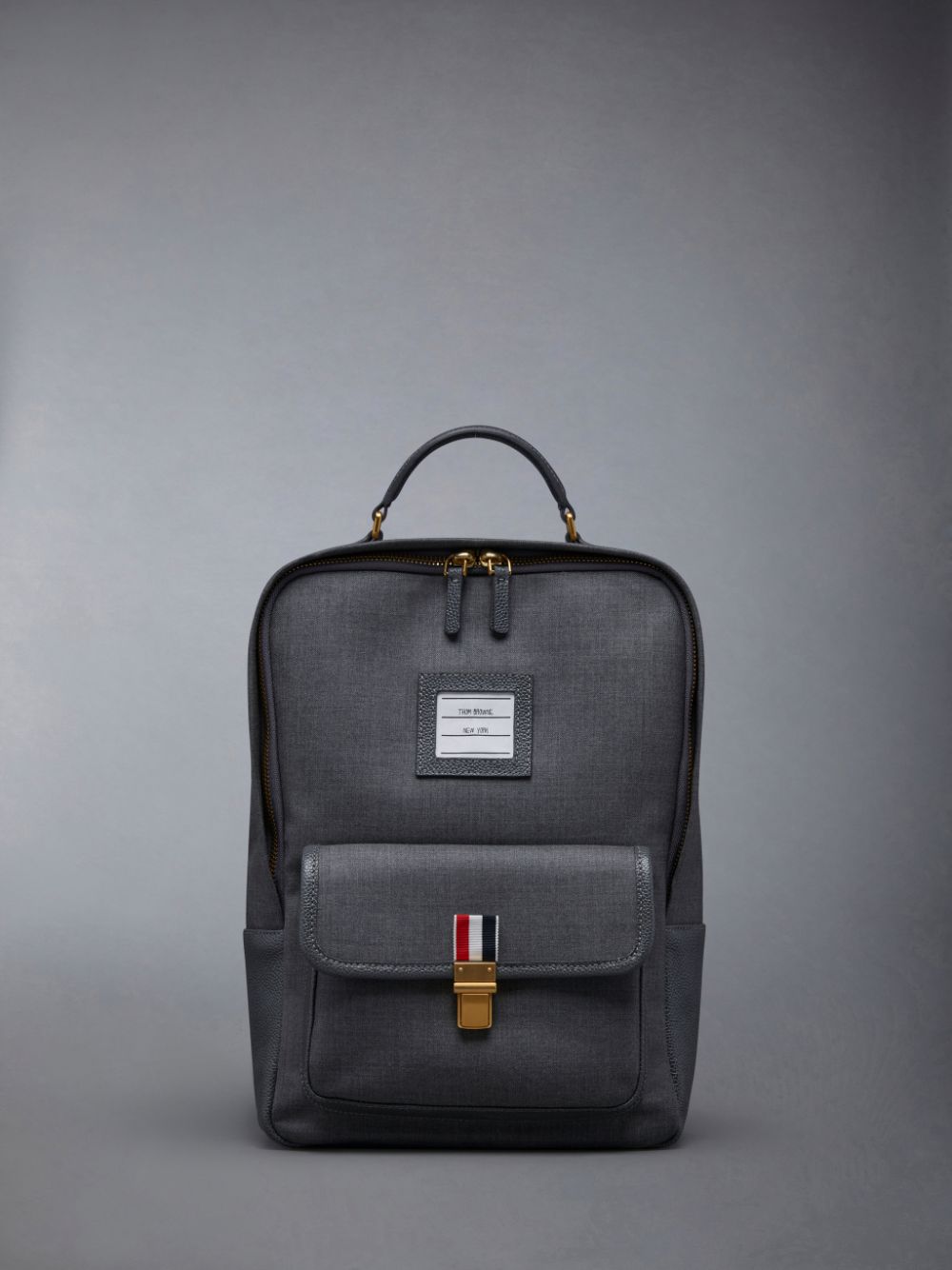 Men Thom Browne Super 120\'s Twill Front Pocket School Backpacks Grey | ERT94V95128
