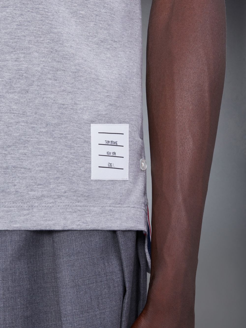Men Thom Browne Tonal Cotton Jersey Short Sleeve Ringer T Shirts Grey | TOW81J63406
