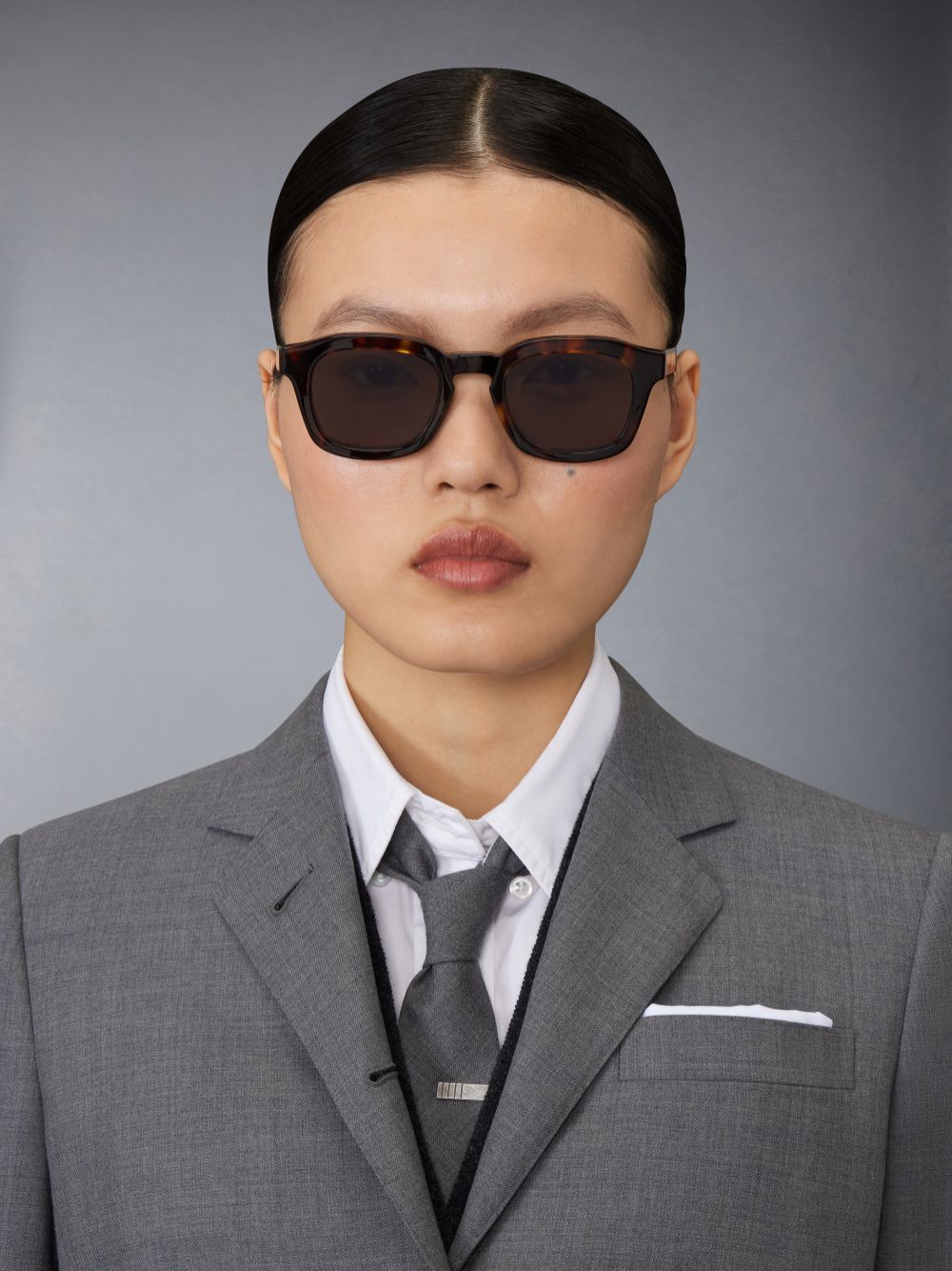 Men Thom Browne Tortoise Acetate Rectangular Sunglasses Brown | FXI99B53583