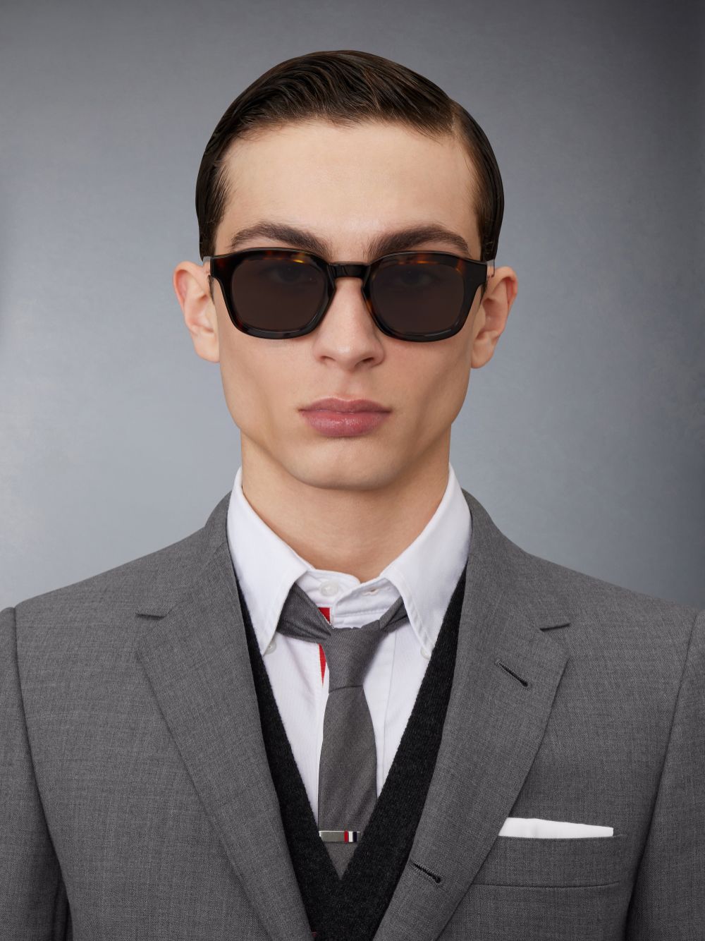 Men Thom Browne Tortoise Acetate Rectangular Sunglasses Brown | FXI99B53583