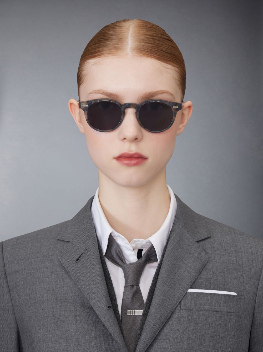 Men Thom Browne Tortoise Acetate Round Sunglasses Grey | BTX73C43050