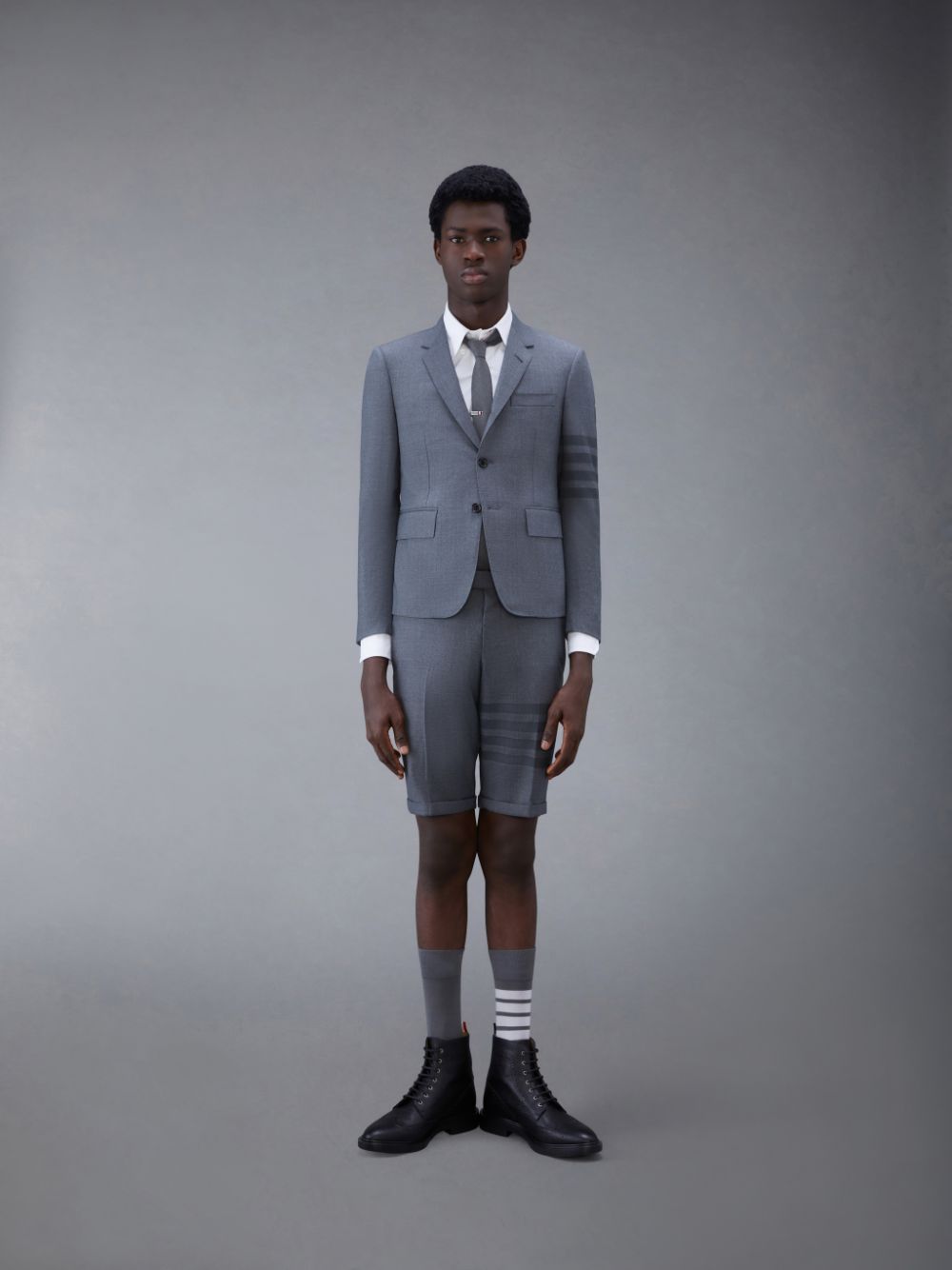 Men Thom Browne Twill School Uniform 4-Bar High Armhole Sport Coats Grey | SBJ37U68081