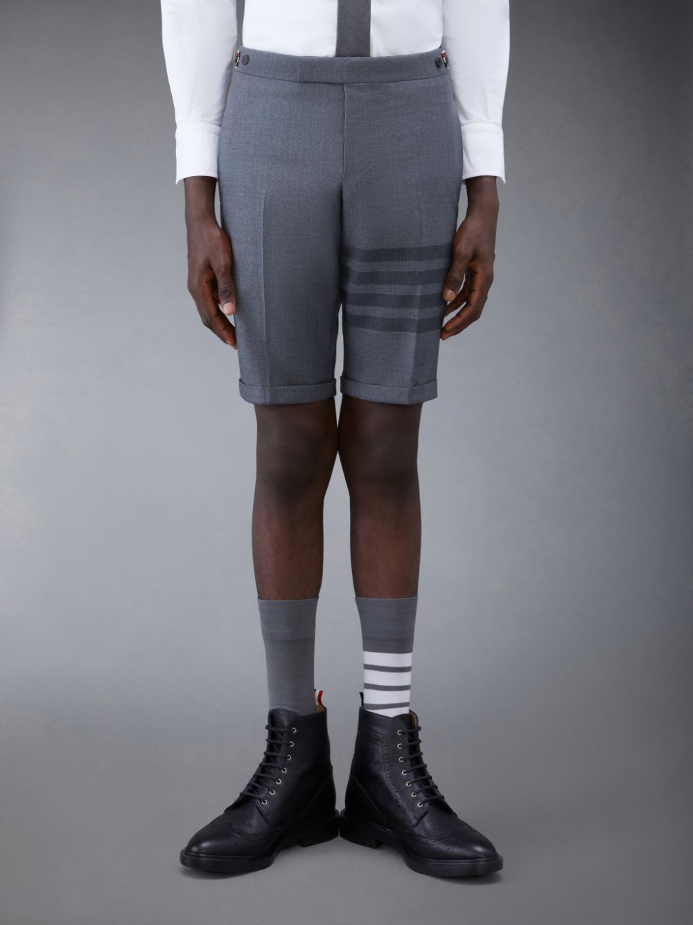 Men Thom Browne Twill School Uniform 4-Bar Low Rise Shorts Grey | SOU05X35744