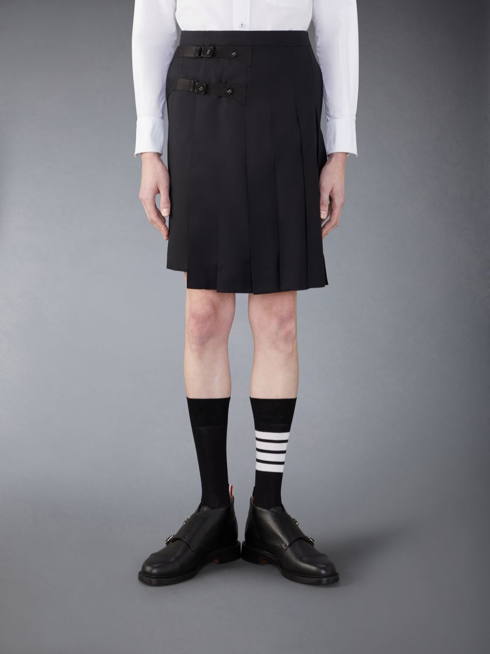 Men Thom Browne Twill Wool Backstrap Skort Skirts Black | UFN39P19148