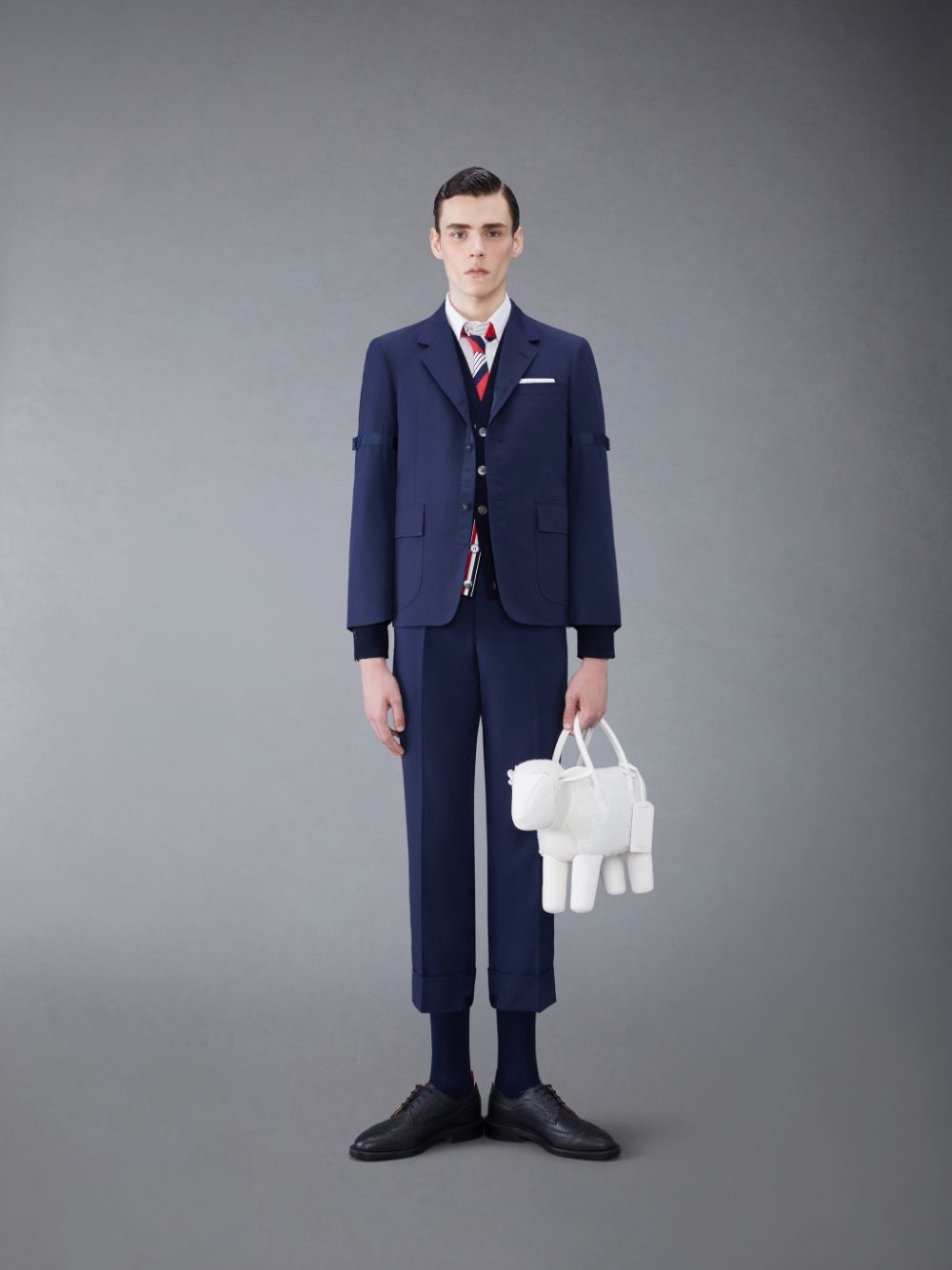 Men Thom Browne Typewriter Cloth Armband Straight Fit Sport Coats Blue | IJT67C81688