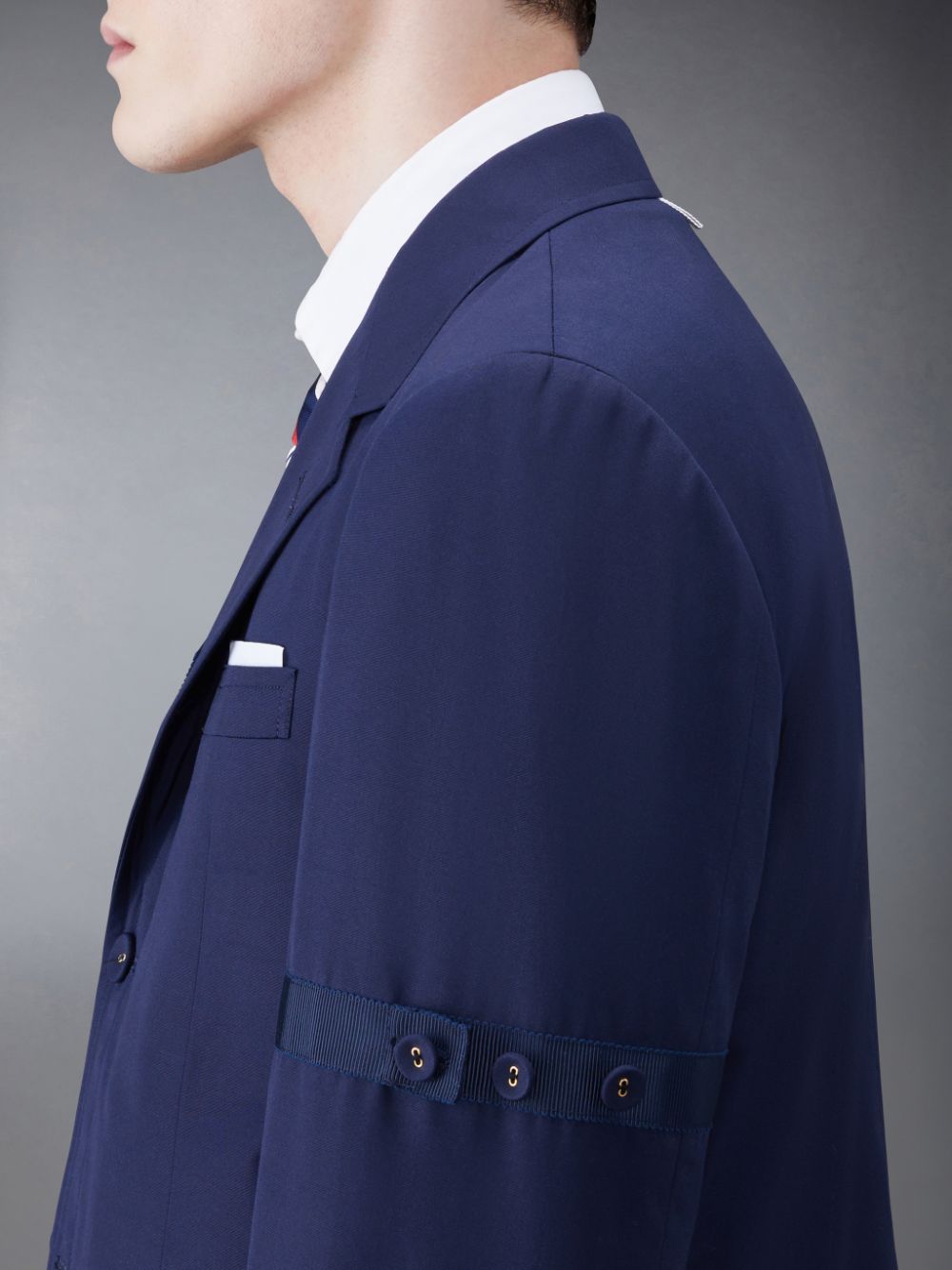 Men Thom Browne Typewriter Cloth Armband Straight Fit Sport Coats Blue | IJT67C81688