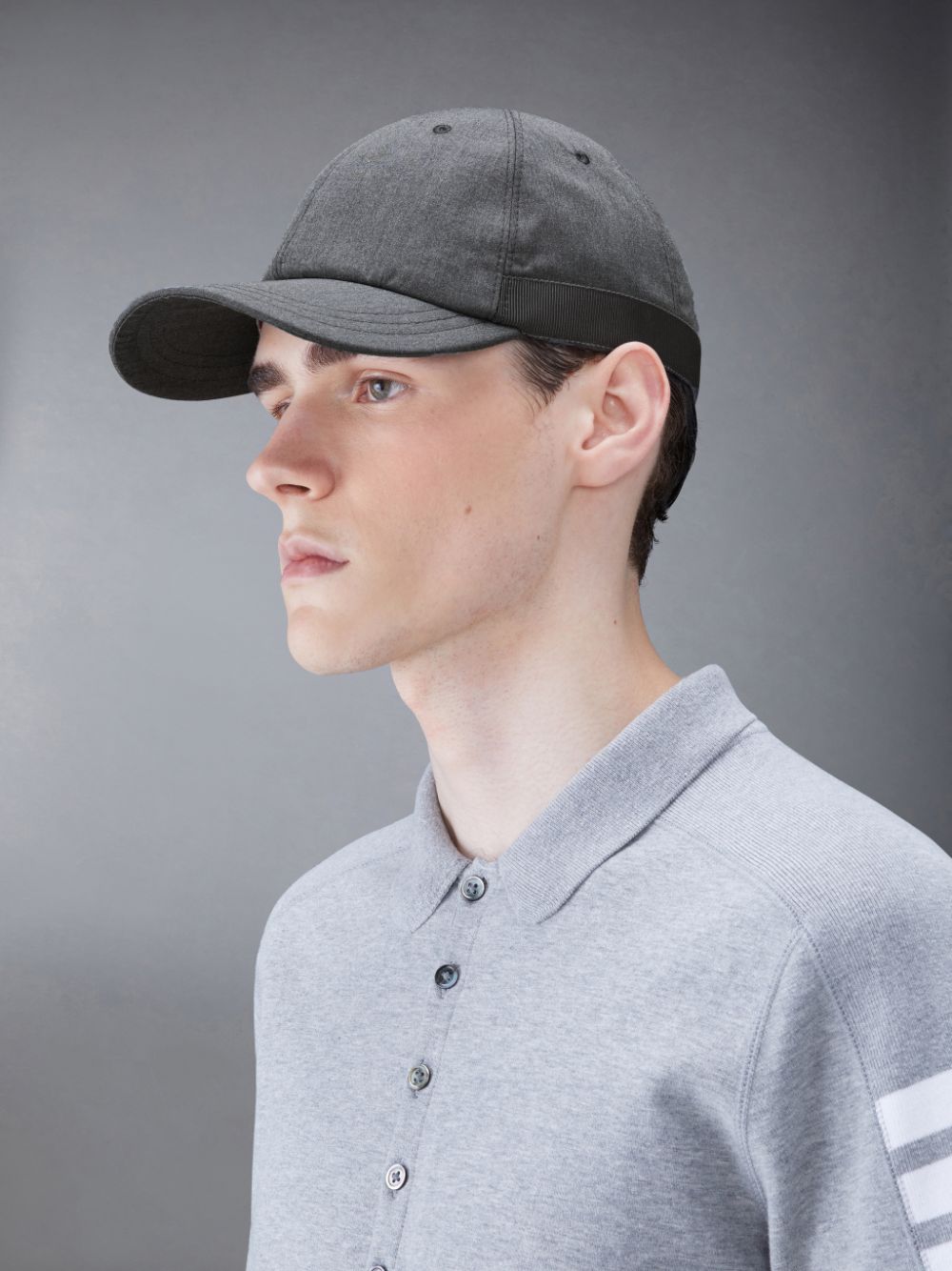 Men Thom Browne Typewriter Cloth Classic Baseball Caps Grey | BSK90R25596