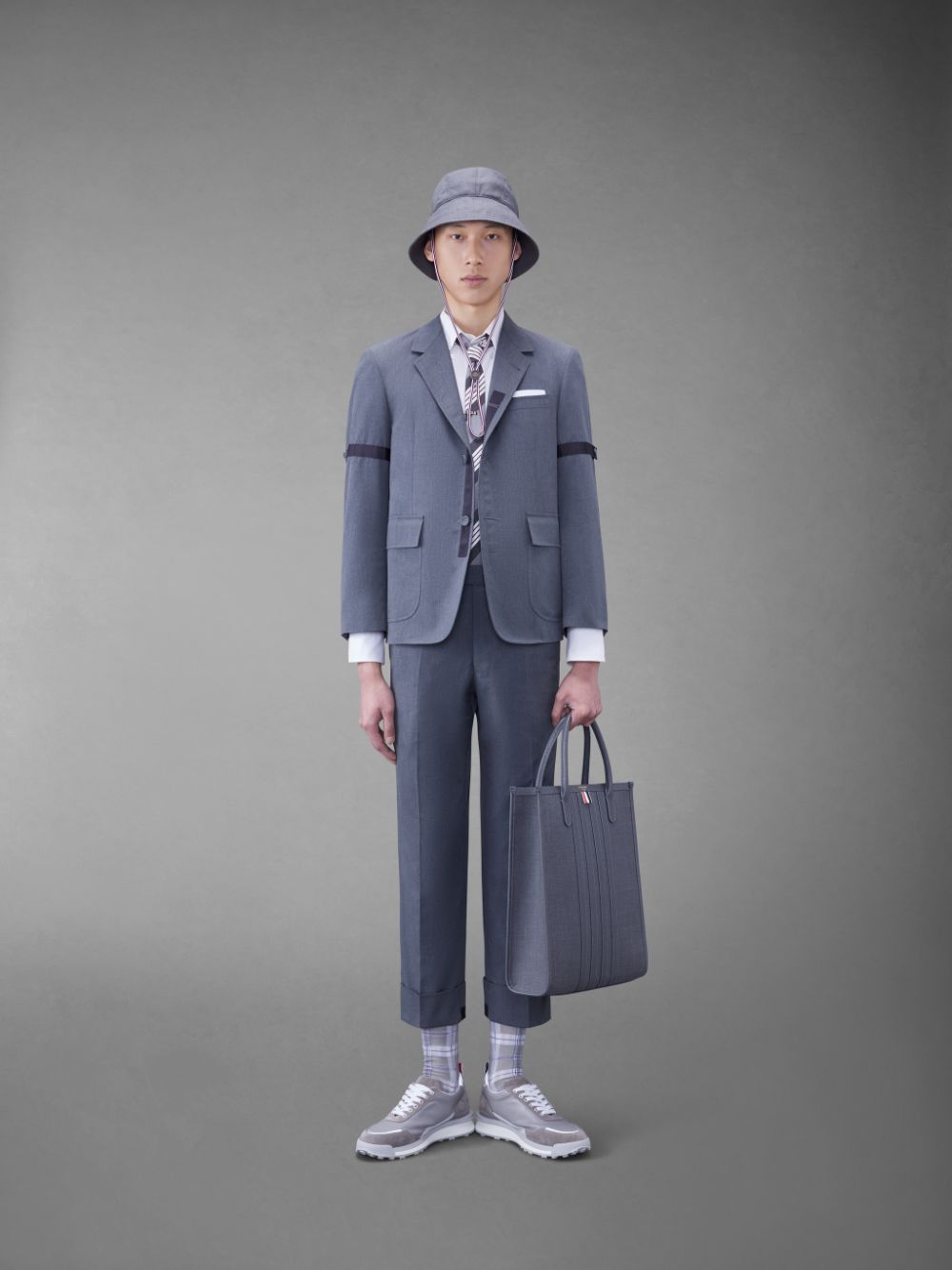 Men Thom Browne Typewriter Cloth Classic Pants Grey | NON40P51829