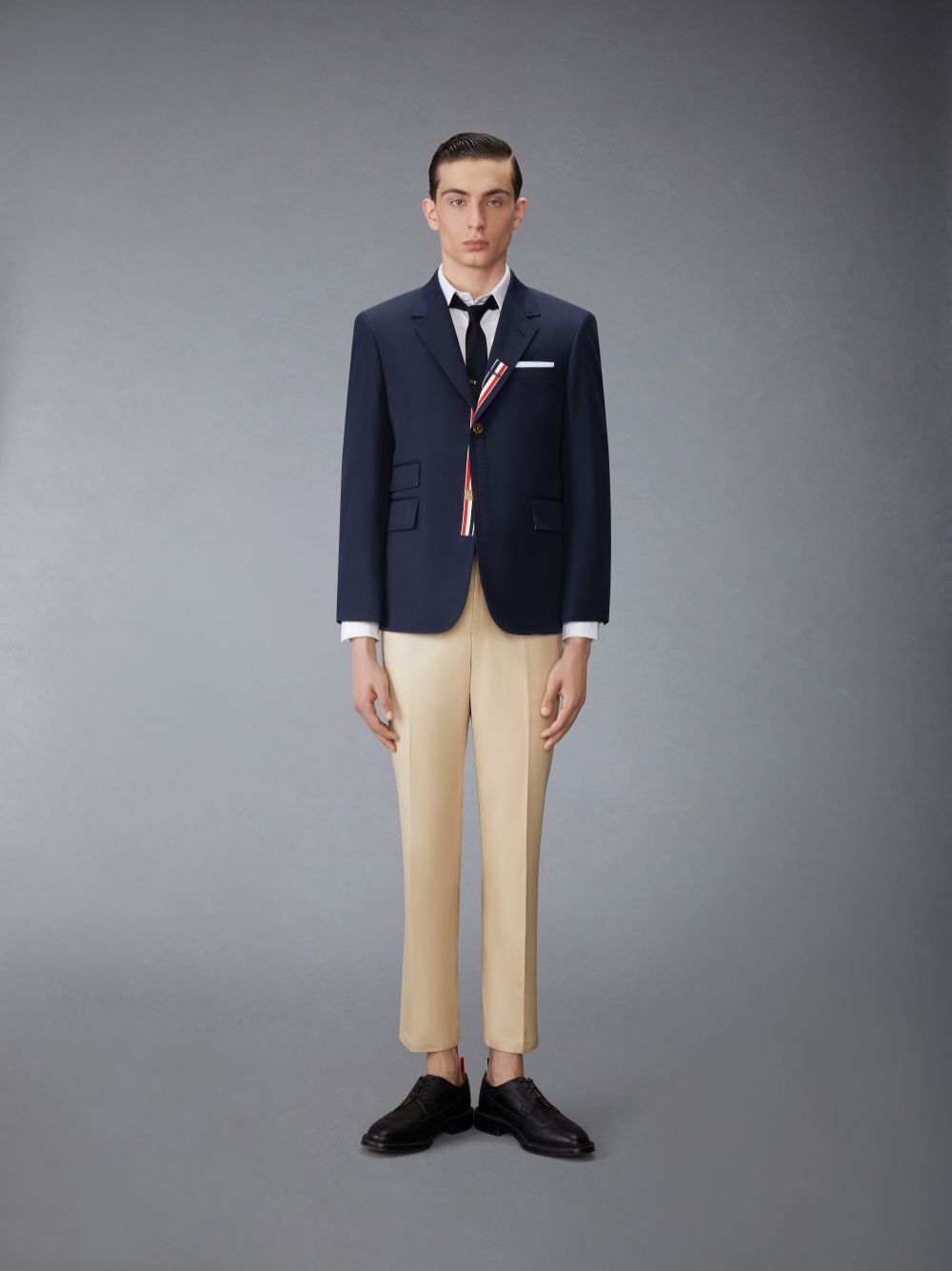 Men Thom Browne Typewriter Cloth Grosgrain Placket Sport Coats Blue | HEQ95B35558